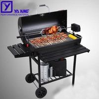 Grill industriel carré en acier inoxydable, pour cuisine extérieure, au charbon de bois