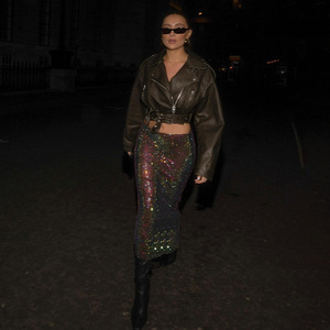 Midi <b>Skirt</b> Black Sheer Rhinestone Bodycon Cut-Out Halter Neckline High <b>Elasticity</b> Polyester Fashion Evening Wear - Product Image 4