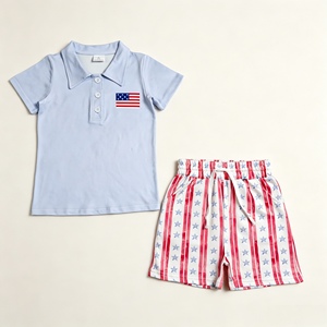 Conjunto de Ropa para Niño Pequeño BSSO2014 Rts, Estilo Boutique, Color Marrón, Tela de Seda de Leche, Venta al por Mayor, Manga Corta, Disponible en Stock - Product Image 2