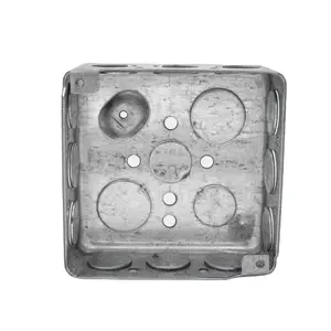 Four inch Square 1-1/2'' deep American Standard Metal Junction Electrical Box with Raised Grounding Screw with 52151P-1/2