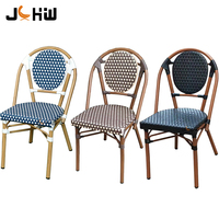 Mobilier de jardin empilable pour restaurant d'extérieur Table et chaises de café parisien Chaise de bistrot en rotin style français