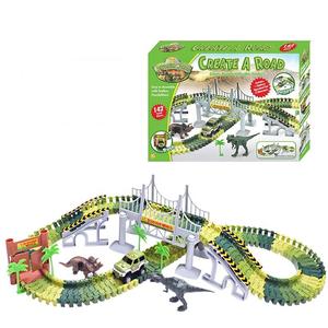 แทร็คไดโนเสาร์รถแข่งของเล่นสำหรับเด็ก,แทร็คที่มีความยืดหยุ่นของเล่นเด็กขายร้อนชุดรถแข่งปีนเขา Flexile Diy <span class=keywords><strong>Dino</strong></span> ติดตามไดโนเสาร์ - Product Image 1