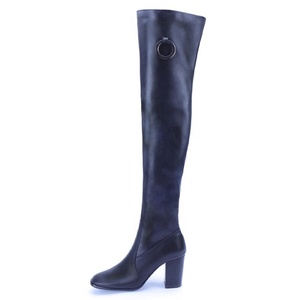 Botas Altas Hasta la Rodilla para Mujer, Otoño 2021, Nuevas, Elásticas, Largas, Sexys, con Tacón Grueso, Color Negro, Talla Grande 43 - Product Image 6