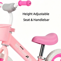 Bicicleta de Equilibrio para Niños con Logotipo Personalizado, Color Rosa y Blanco, con Canasta de Almacenamiento, Asiento Ajustable, Marco de Acero, Suministro al por Mayor
