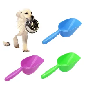 Pá de plástico para comida de animais de estimação, colher de plástico para cachorros, filhotes de cachorros, gatos e coelhos, suprimentos para animais de estimação