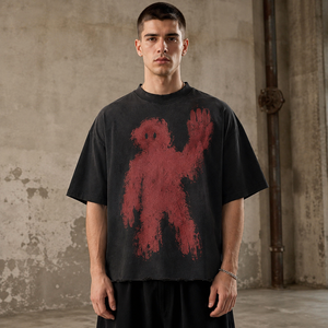 T-shirt surdimensionné personnalisé en coton délavé à l'acide, motif graphique, style streetwear vieilli, marque privée, pour homme - Product Image 1