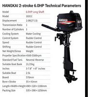 Nuevo motor fueraborda de gasolina de eje largo de 6 HP y 2 tiempos y 1 cilindro, superventas, manual