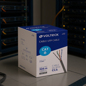 Cable de Datos VOLTECK CAT6 UTP de 305 m, Cubierta de PVC Gris, Conductor de Cobre Estañado para Redes Informáticas y Transmisión de Datos - Product Image 2