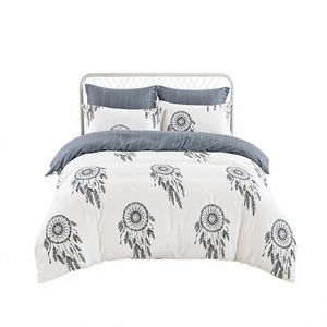Parure de lit en coton attrape-rêves artistique style bohème blanc avec plumes, housse de couette pour B&B, livraison directe UE, 3 pièces - Stock Pologne - Product Image 1