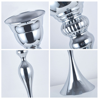 Support de vase à fleurs de luxe en argent pour centre de table de mariage, trompette en métal haute personnalisable pour la décoration de table de banquet et de fête
