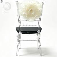 Grande rose 3D en organza élastique pour chaise Chiavari, décoration romantique pour mariage, banquet, hôtel, fête, événement, vente en gros