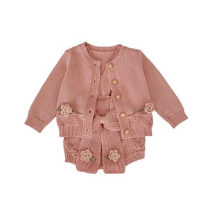 Conjunto de Ropa Tejida para Bebés Recién Nacidas, Cárdigan con Flores Hecho a Mano y Pelele, Conjunto de 2 Piezas de Suéter de Algodón para Bebés de 0 a 24 Meses - Product Image 5