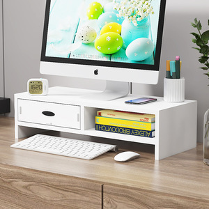 Desktop <b>Computer</b> Riser Stand With Drawer Monitor Stand Office <b>Desk</b> Storage Rack 3 Layers Rectangle Standing Type - Product Image 1