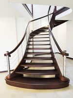 Rampe d'escalier en câble d'acier Tanlong pour escalier en bois intérieur, rampe d'escalier courbe, main courante en bois massif