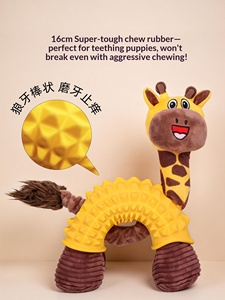 Large Dog Chew Toy Teething Durable Rubber <b>Plush</b> Novelty Cartoon Cute Giraffe Design Sound-Making Self-Entertaining Features - Product Image 6