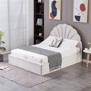 Phổ Biến Nhất Trong 2025 Ánh Sáng Sang Trọng Trắng Nhung Vải Phòng Khách Vải Giường Đồ Nội Thất Phòng Ngủ Gỗ Thanh Bọc Giường - Product Image 1