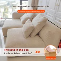 Ensemble de canapés modulaires Youhan de style nordique minimaliste italien, compressé sous vide, en tissu de velours côtelé, avec housse amovible et lavable, pour salons