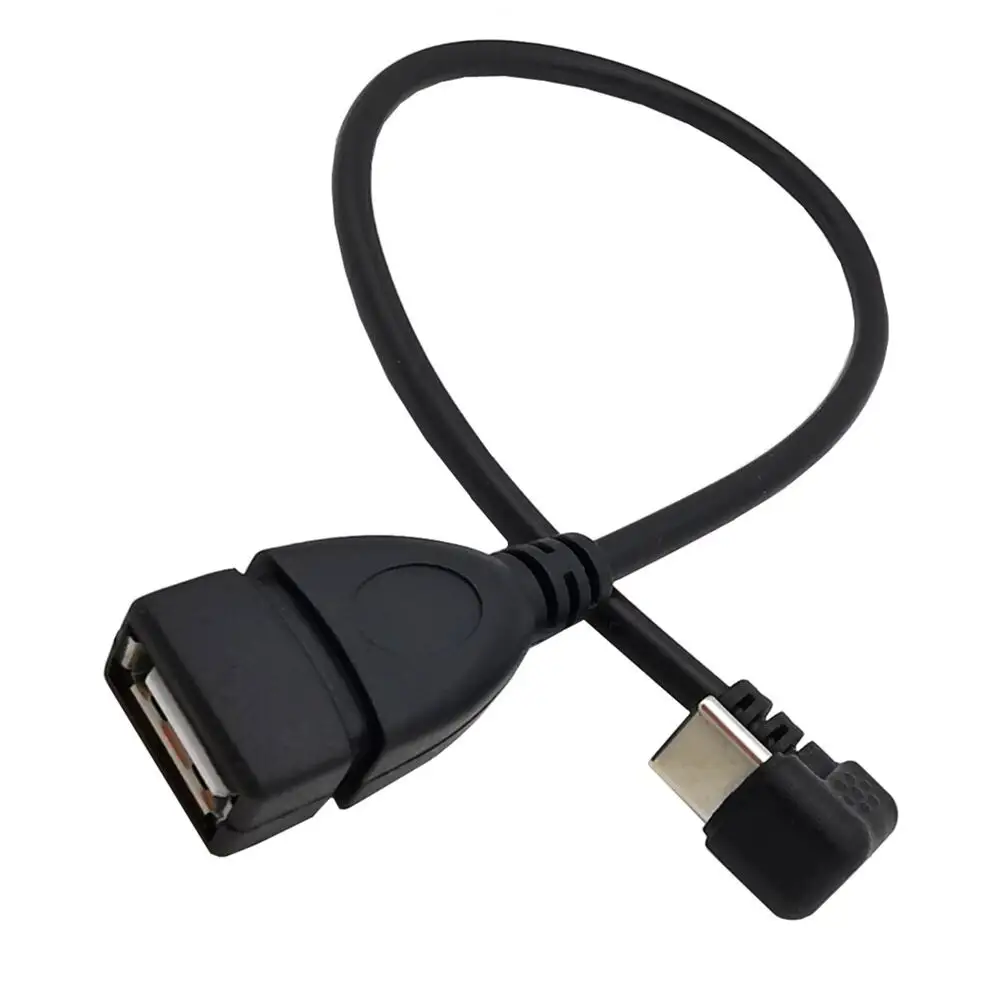 Câble USB de Type C 180 degrés, couleur U noire, 1x30cm, connecteur OTG femelle