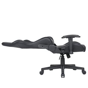 Chaise de jeu ergonomique moderne noire pivotante, élévateur inclinable, support en métal de haute qualité, fonction de massage en cuir, chaise de bureau à domicile - Product Image 5