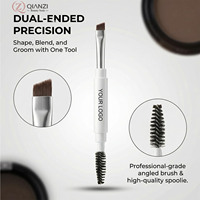Pinceau à sourcils angulaire personnalisé en petite série avec brosse à cils intégrée, pinceau à sourcils synthétique double embout avec capuchons anti-poussière pour salon et usage domestique