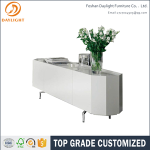 Modern Marble Top High <strong>Gloss</strong> <strong>White</strong> Wooden <strong>Sideboard</strong> - Product Image 2