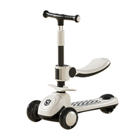 Trottinette à 3 roues pour enfants avec roues lumineuses, garde-corps de sécurité amovible, guidon pliable et réglable pour les enfants de 2 à 8 ans