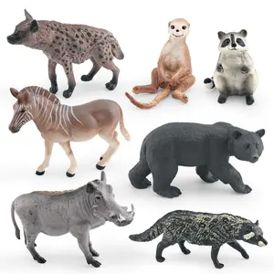 -Simulación de Vida Silvestre modelo hiena manchada más jabalí cerdo civeta Africana mapache oso negro suricata conjunto de Juguetes - Product Image 1