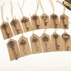 Ywbeyond Vintage Skeleton Key Bottle Opener Retro Wedding Favors Souvenirs Rustic Decoration with Escort Tag Card