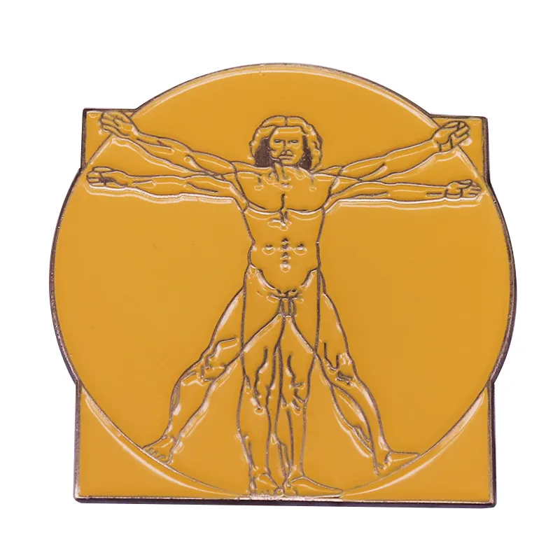 Vitruvian adam cep müzesi sanat emaye pin Leonardo Da VincVitruvian adam tarafından Leonardo da Vinci kalaylı Pin rozeti