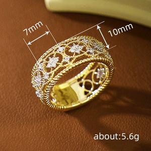 Anello Vintage Traforato, Imitazione Italiana con Motivo Intagliato Testurizzato - Product Image 3
