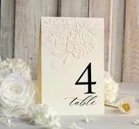 Cartes de table, cartes d'invitation, cartes de nom et cartes de menu personnalisées pour mariage, en papier floral gaufré ivoire, style moderne, luxueux et élégant