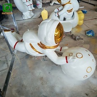 Statue d'astronaute décorative d'extérieur en fibre de verre, ensemble de figurines spatiales en résine