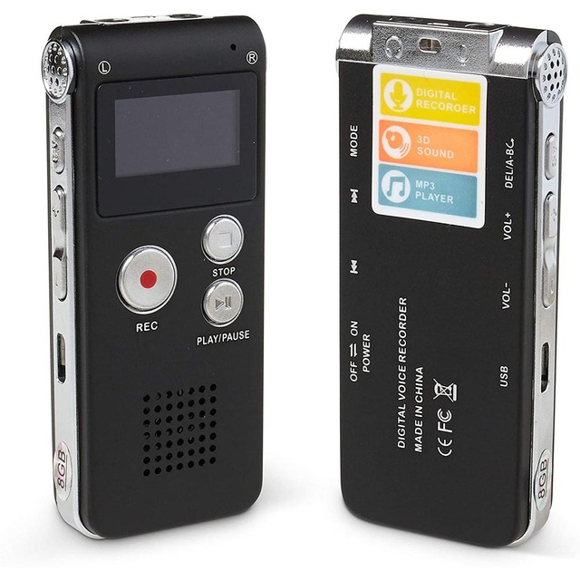 Voice Recorder Digital Voice Activated Recorder Sound Audio Dictaphone Double Sensitive Microphone Metal Body A-B Repeat PQ138