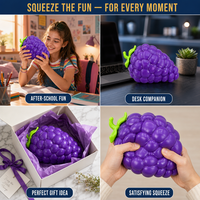 Jouet Squishy Géant en Forme de Raisin, Grand Modèle Ultra Doux à Remontée Lente, Jouet à Presser en Forme de Fruit, Balle Anti-Stress, Jouet Sensoriel Anti-Anxiété, Cadeau