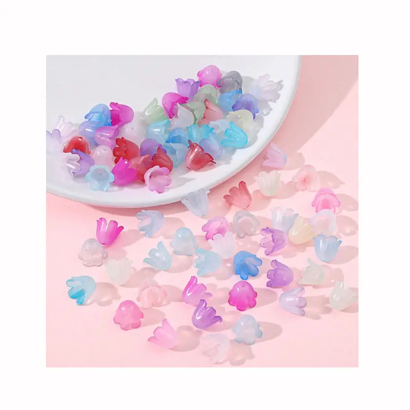 Perles en acrylique perforées de couleur bonbon, perles de vêtement de lys de la vallée, bricolage tissé à la main, clips de corde de cheveux, matériau bracelet perles en vrac