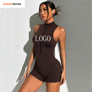Combinaison de sport <span class=keywords><strong>sexy</strong></span> pour <span class=keywords><strong>femme</strong></span>, dos en U, côtelée, col en V, une pièce, sans couture, style débardeur, pour le yoga, personnalisable OEM/ODM - Product Image 1