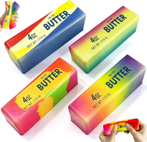 Jouet anti-stress en forme de bâton de beurre coloré, élastique, facile à nettoyer, à rebond lent, en forme de fromage, pour le bureau - Product Image 1