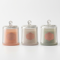 Cloche en verre pour bougie parfumée, cloche en verre avec couvercle, décoration parfumée pour la maison, cadeau, vente en gros, OEM, ODM, fournisseur de marques privées