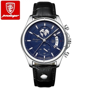 POEDAGAR-<span class=keywords><strong>Montre</strong></span> chronographe en acier inoxydable pour homme, <span class=keywords><strong>montre</strong></span>-bracelet à quartz, mode lumineuse, 989 - Product Image 4