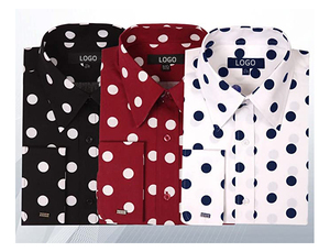 Camicia da uomo a maniche lunghe con polsini alla francese, stampa a pois, 100% cotone, motivo a pois grandi, 2022 - Product Image 4