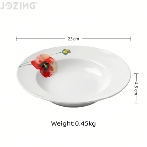 9inch Wholesale Eco-Friendly Floral Porcelain Deep <strong>Plate</strong> <strong>Ceramic</strong> Soup Bowl Rimmed Pasta <strong>Plate</strong> for Camping Use Restaurant Home - Product Image 6