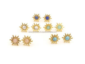 Collier soleil en argent sterling 925 avec pierres précieuses lapis-lazuli Pendentif plaqué or - Product Image 6