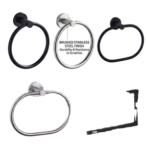 Wall-Mounted Stainless Steel <b>Towel</b> Ring Brushed Finish Black Rust Resistant Bathroom Minimalist Design 8 Inch - Product Image 1