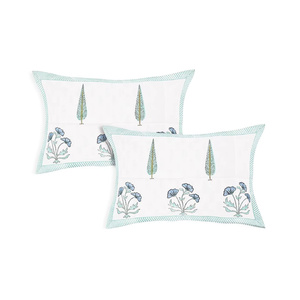 Parure de lit indienne bohème de Jaipur en coton 100% avec motifs floraux imprimés à la main, comprenant des taies d'oreiller, vente en gros - Product Image 3