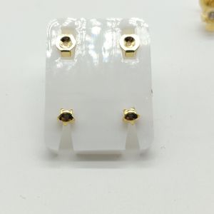 ตุ้มหูแบบเจาะรูกลมต่างหูเม็ดเดี่ยวที่ผ่านการรับรองแล้วสีทองสีเงินC529 - Product Image 5