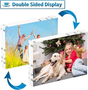 Acrylic <b>Picture</b> <b>Frame</b> Clear <b>Double</b> <b>Sided</b> Photo <b>Frame</b> With Magnetic Acrylic Self Standing for Tabletop Display - Product Image 6