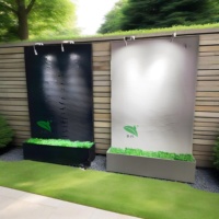 Mode grande caractéristique de l'eau jardin décoration de la maison noir et blanc acrylique cascade fontaines murales avec lumière
