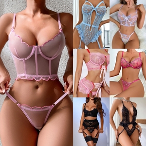 Conjuntos de Lencería de Satén Floral para Mujer, Juguetes Sexuales y Conjuntos de Lencería, Lencería Transparente para Mujer - Product Image 4