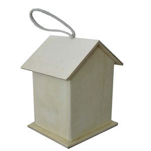 Artigianato in legno non finito casetta per uccelli compensato scava fuori Design gabbia per uccelli scatola di immagazzinaggio Decor casetta per uccelli tagliata al Laser con corda appesa - Product Image 5