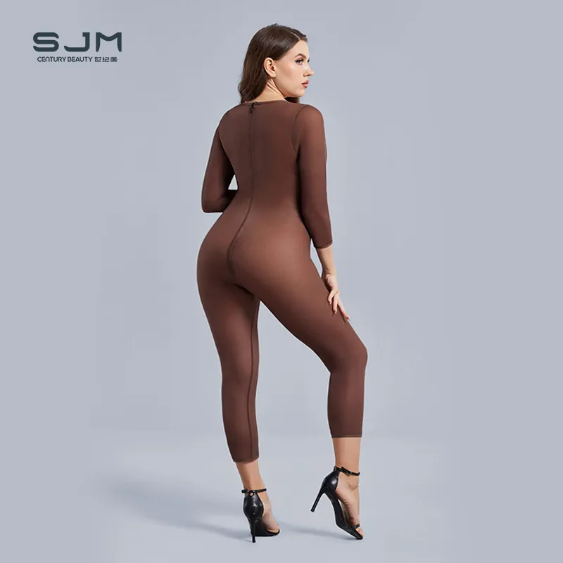 Yüzyıl güzellik özel şeffaf karın kontrol seksi tam vücut şekillendirici toptan artı boyutu fermuar Shapewear Bodysuit